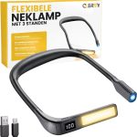 Zwarte flexibele nek lamp met 3 standen en een digitaal display.