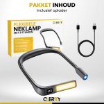 Zwarte flexibele nek lamp met 3 standen, inclusief oplader.