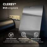 CLERBY RVS snijplank, antibacterieel, microplasticvrij en roestvrij. Sterk, duurzaam en vaatwasserbestendig.