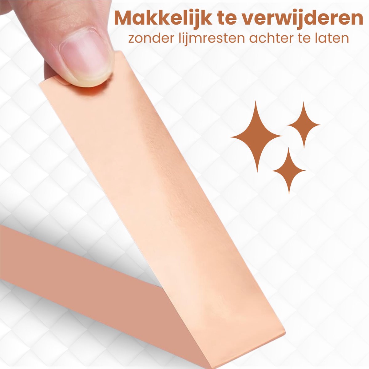 Koperen tape die makkelijk te verwijderen is zonder lijmresten.